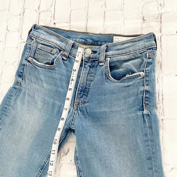 rag & bone Women's Light Blue Levee Wash Mid Rise Ankle Raw Hem Skinny Jeans 27 - Picture 5 of 9